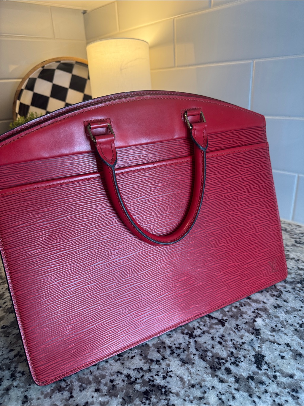 Louis Vuitton Red Textured Leather Pouch